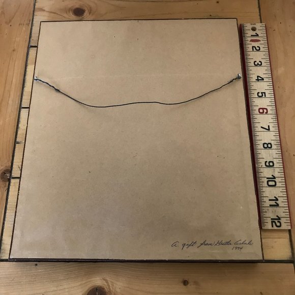 Vintage Woman at Home Completed Needlepoint Tapestry Framed Picture 1974 - Picture 4 of 5